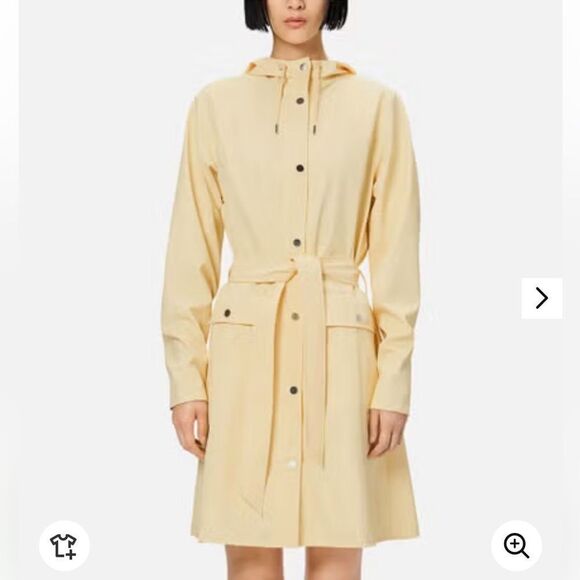 Rains Curve Matte Shell Long Jacket NWT yellow - Picture 2 of 3